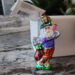 Christopher Radko Swing Shift Golf Santa Ornament Little Gem Collection